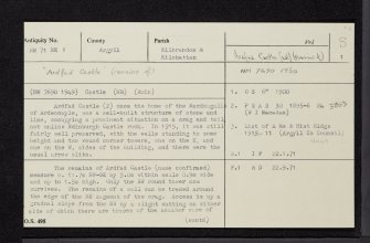 Seil, Ardfad Castle, NM71NE 1, Ordnance Survey index card, page number 1, Recto