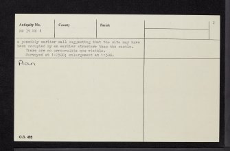 Seil, Ardfad Castle, NM71NE 1, Ordnance Survey index card, page number 2, Verso