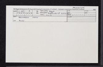 Ardmaddy Castle, NM71NE 3, Ordnance Survey index card, Recto