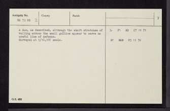 Lismore, Dun Chruban, NM73NE 2, Ordnance Survey index card, page number 3, Recto