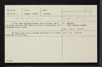 Mull, Craignure, NM73NW 2, Ordnance Survey index card, Recto