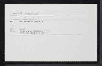 Allt Lochan Na Ceardaich, NM76NE 5, Ordnance Survey index card, Recto