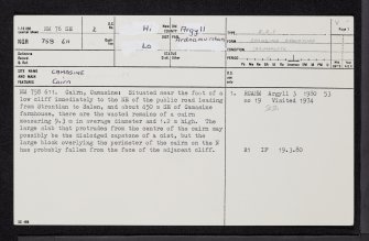 Camasine, NM76SE 2, Ordnance Survey index card, page number 1, Recto