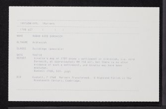 Rubha Aird Earnaich, NM76SW 5, Ordnance Survey index card, Recto