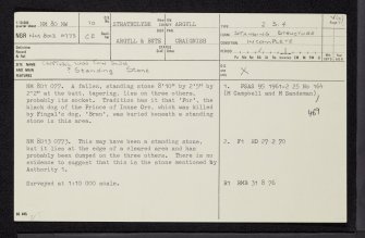 Caisteal Nan Coin Dubh, NM80NW 10, Ordnance Survey index card, page number 1, Recto