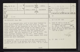 Dunan Aula, Barbreck, NM80NW 14, Ordnance Survey index card, page number 1, Recto