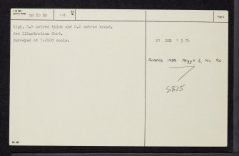 Dunan Aula, Barbreck, NM80NW 14, Ordnance Survey index card, page number 2, Verso