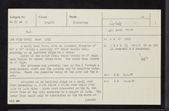 Eilean Righ, NM80SW 5, Ordnance Survey index card, page number 1, Recto