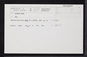 Eilean Righ, NM80SW 5, Ordnance Survey index card, Recto