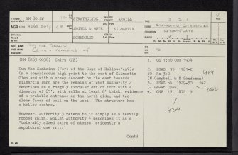 Dun Mac Samhainn, NM80SW 14, Ordnance Survey index card, page number 1, Recto