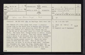 Dun Na Ban-Oige, NM80SW 15, Ordnance Survey index card, page number 1, Recto