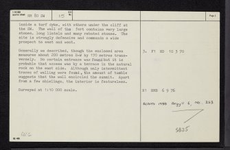 Dun Na Ban-Oige, NM80SW 15, Ordnance Survey index card, page number 2, Verso