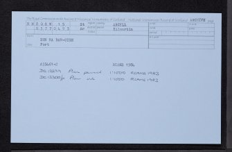 Dun Na Ban-Oige, NM80SW 15, Ordnance Survey index card, Recto
