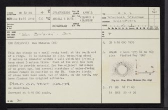 Dun Bhlaran, NM82SW 4, Ordnance Survey index card, page number 1, Recto