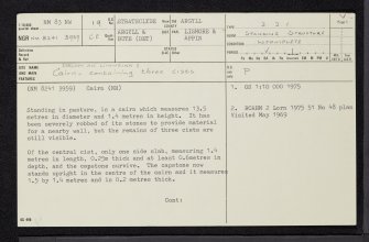 Lismore, Druim An Uinnsinn, NM83NW 19, Ordnance Survey index card, page number 1, Recto