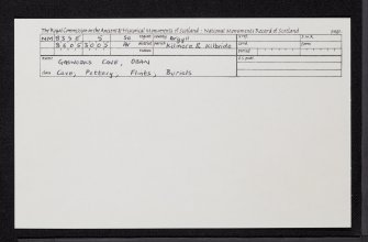 Gasworks Cave, Oban, NM83SE 5, Ordnance Survey index card, Recto