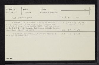 Dunstaffnage Castle, NM83SE 26, Ordnance Survey index card, Recto