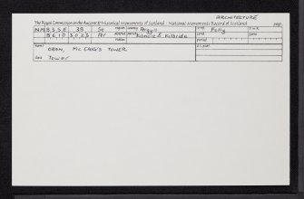 Oban, Mccaig's Tower, NM83SE 38, Ordnance Survey index card, Recto