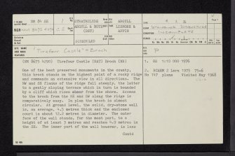 Lismore, Tirefour Castle, NM84SE 1, Ordnance Survey index card, page number 1, Recto