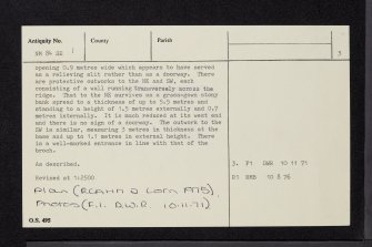 Lismore, Tirefour Castle, NM84SE 1, Ordnance Survey index card, page number 3, Recto