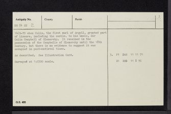 Lismore, Castle Coeffin, NM84SE 2, Ordnance Survey index card, page number 3, Recto