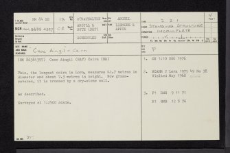 Lismore, Cnoc Aingil, NM84SE 13, Ordnance Survey index card, page number 1, Recto