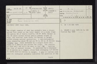 Lismore, Castle Coeffin, NM84SE 15, Ordnance Survey index card, page number 1, Recto