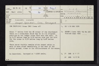 Lismore, Clachan, NM84SE 16, Ordnance Survey index card, page number 1, Recto