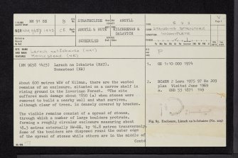 Larach Na H-Iobairte, NM91SE 8, Ordnance Survey index card, page number 1, Recto