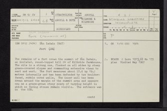 Dun Iadain, NM92SW 1, Ordnance Survey index card, page number 1, Recto