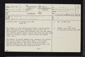 Ardchattan, Old Kirk, NM93NE 1, Ordnance Survey index card, page number 1, Recto
