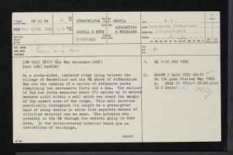 Dun Mac Sniachan, NM93NW 2, Ordnance Survey index card, page number 1, Recto