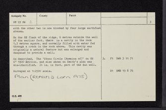 Dun Mac Sniachan, NM93NW 2, Ordnance Survey index card, page number 3, Recto