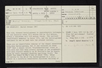 Cladh Churiollan, Creagan, NM94NE 2, Ordnance Survey index card, page number 1, Recto