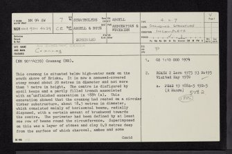 An Doirlinn, Eriska, NM94SW 7, Ordnance Survey index card, page number 1, Recto