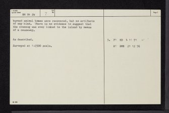 An Doirlinn, Eriska, NM94SW 7, Ordnance Survey index card, page number 2, Verso