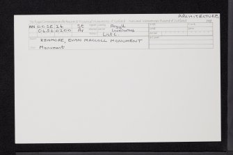 Kenmore, Euan Maccoll Monument, NN00SE 24, Ordnance Survey index card, Recto