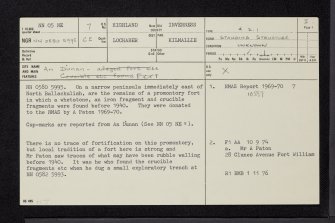 An Dunan, NN05NE 7, Ordnance Survey index card, page number 1, Recto