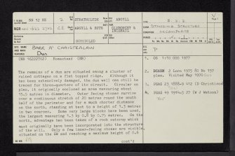 Barr A' Chaistealain, NN12NE 2, Ordnance Survey index card, page number 1, Recto