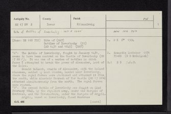 Battle Of Inverlochy (1431), NN17NW 3, Ordnance Survey index card, page number 1, Recto