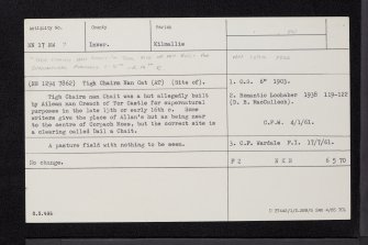 Tigh Chairm Nan Chait, NN17NW 7, Ordnance Survey index card, Recto