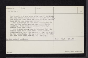 Eas Anie, Cononish, NN22NE 1, Ordnance Survey index card, page number 2, Verso