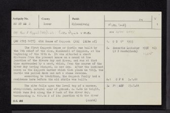 Old House Of Keppoch, NN28SE 2, Ordnance Survey index card, page number 1, Recto