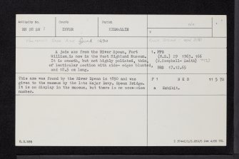 River Spean, NN28SW 3, Ordnance Survey index card, Recto