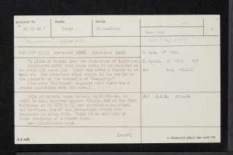 Kilfinnan Burial Ground And Mcdonnell Mausoleum, NN29NE 1, Ordnance Survey index card, page number 1, Recto