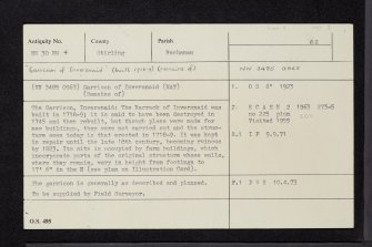Inversnaid, Garrison Of Inversnaid, North Barrack Block, NN30NW 4, Ordnance Survey index card, Recto