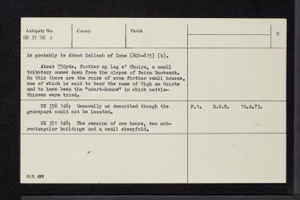 Lag A' Chuirn, NN31SE 3, Ordnance Survey index card, page number 2, Verso