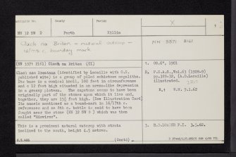 Clach Na Briton, NN32SW 2, Ordnance Survey index card, page number 1, Recto