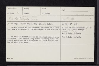 Eilean Molach, NN40NE 2, Ordnance Survey index card, Recto