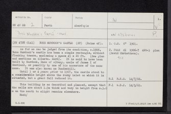 Loch Ard, Duke Murdoch's Castle, NN40SE 2, Ordnance Survey index card, page number 1, Recto